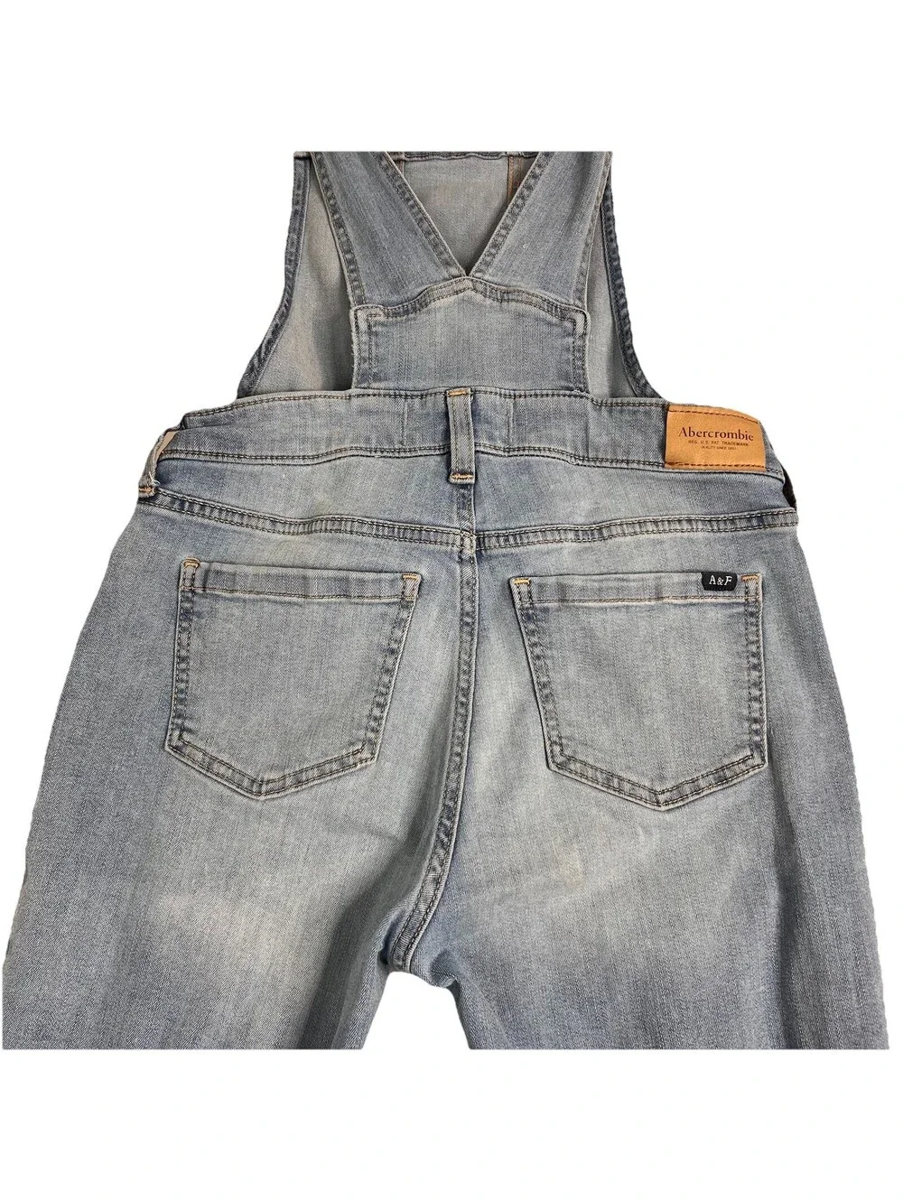 Abercrombie Kids Girls Overalls Size 13 / 14 Denim Jean Bib Faded EUC
